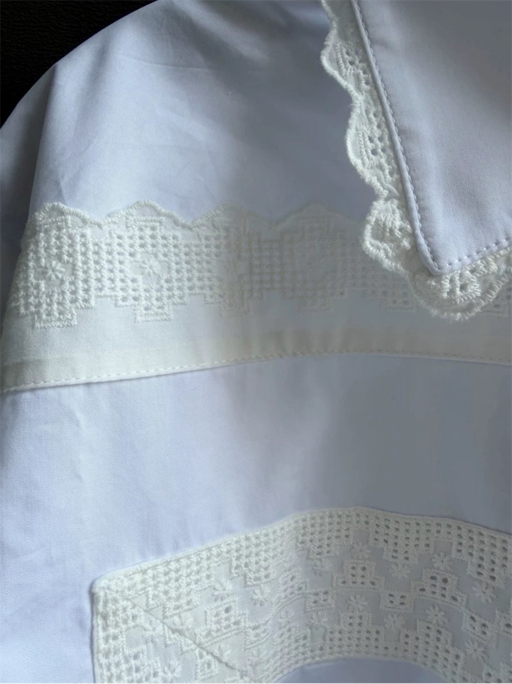 NWOT Helsa White Eyelet Long Sleeve Cotton Shirt, Size XXS/XS/S - Picture 15 of 16